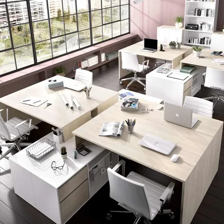 Scrivania ufficio salvaspazio 230x51cm rovere bianco Teddy