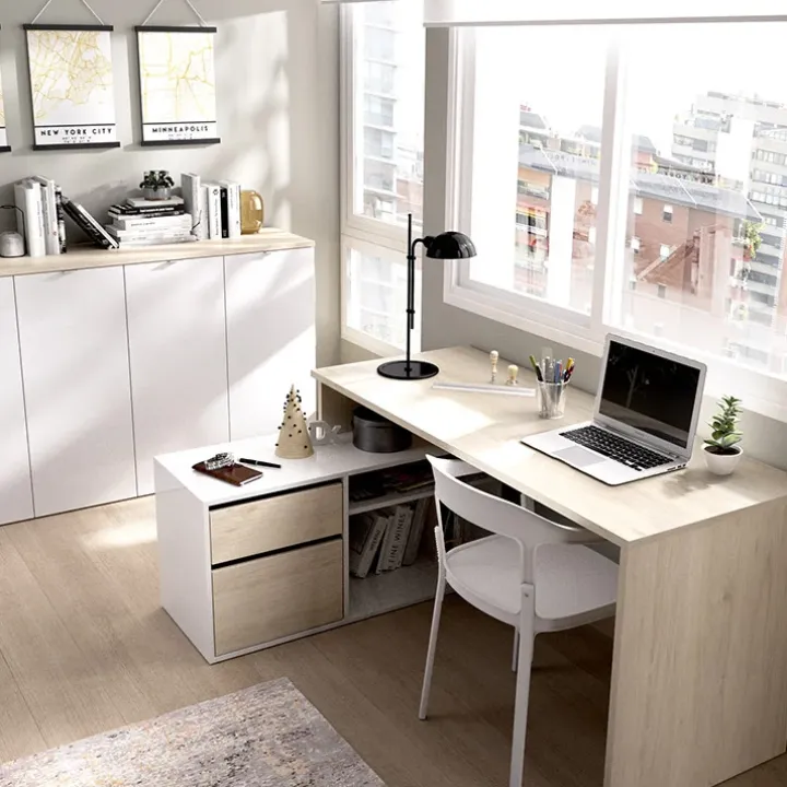 Scrivania ufficio salvaspazio 230x51cm rovere bianco Teddy