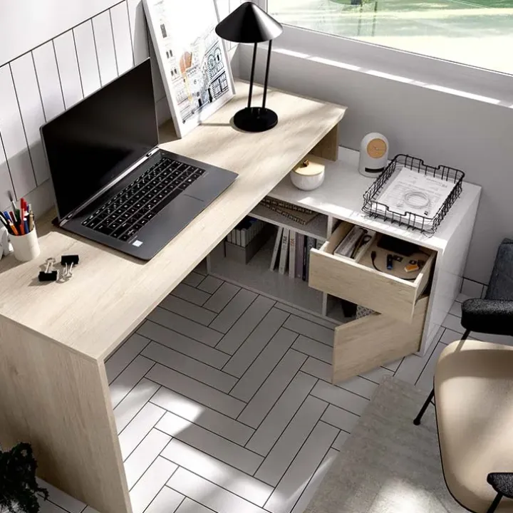 Scrivania ufficio salvaspazio 230x51cm rovere bianco Teddy