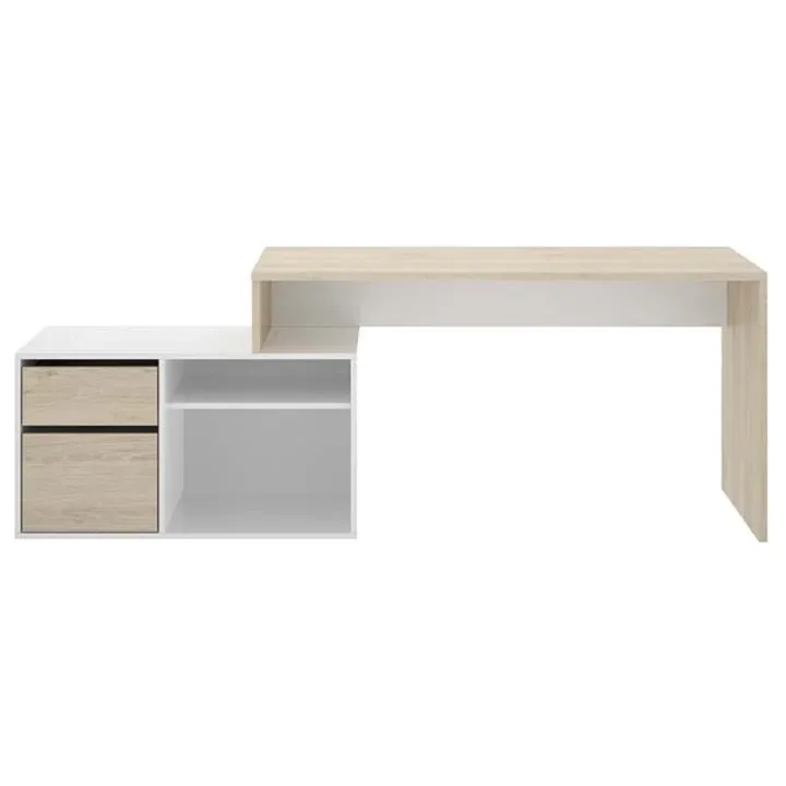 Scrivania ufficio salvaspazio 230x51cm rovere bianco Teddy