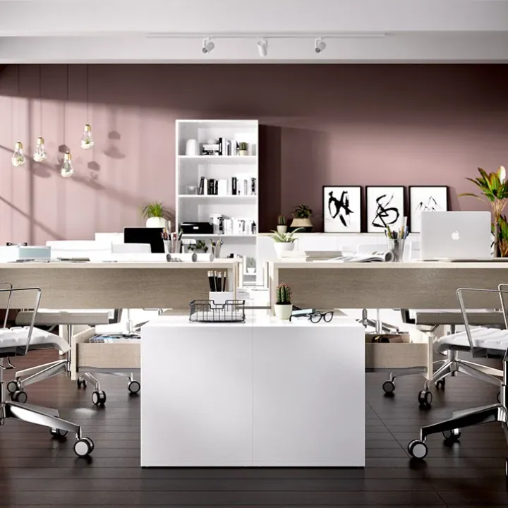 Scrivania ufficio salvaspazio 230x51cm rovere bianco Teddy