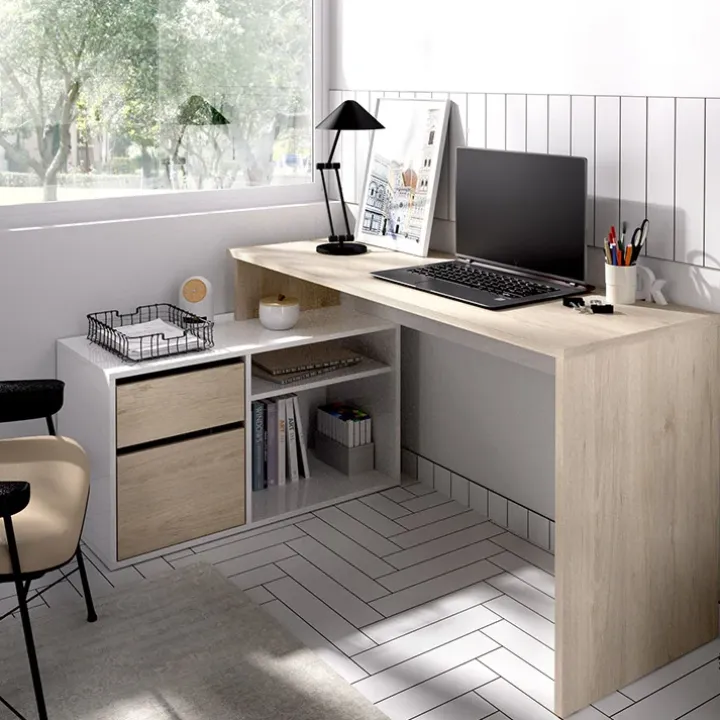 Scrivania ufficio salvaspazio 230x51cm rovere bianco Teddy