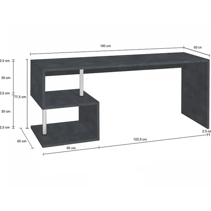 Scrivania ufficio 180x60cm antracite ErgoDesk