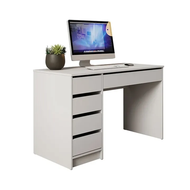 Scrivania ufficio 120x55cm 5 cassetti bianco opaco Blackpool