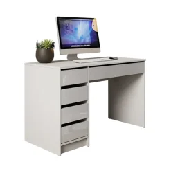 Scrivania ufficio 120x55cm 5 cassetti bianco lucido Blackpool