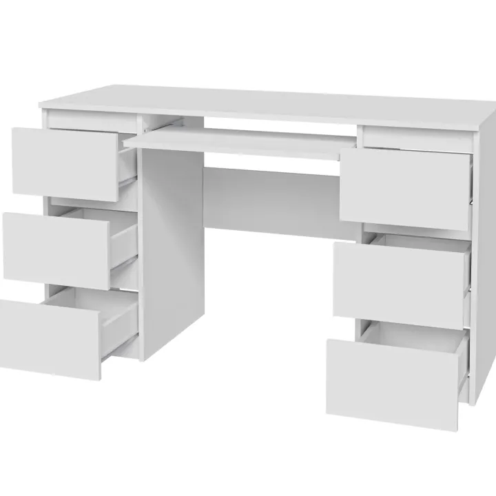 Scrivania ufficio 130x51cm 6 cassetti bianco Salford