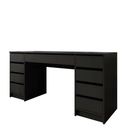 Scrivania ufficio 154x55cm 9 cassetti nero opaco Blackpool