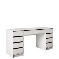 Scrivania ufficio 154x55cm 9 cassetti bianco opaco Blackpool