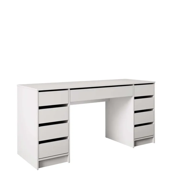 Scrivania ufficio 154x55cm 9 cassetti bianco opaco Blackpool