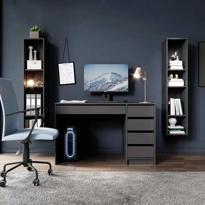Scrivania ufficio 120x55cm con cassetti grigia Lorella