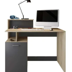 Scrivania ufficio 110x55cm con mobile contenitore grigio rovere chiaro Aldeia