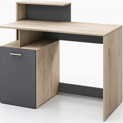 Scrivania ufficio 110x55cm con mobile contenitore grigio rovere chiaro Aldeia