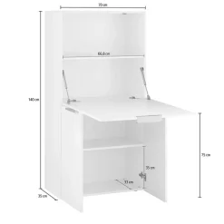 Scrivania 70x35cm a scomparsa salvaspazio bianco lucido Pinko