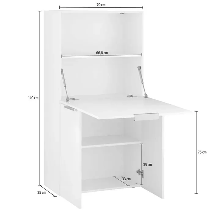 Scrivania 70x35cm a scomparsa salvaspazio bianco lucido Pinko