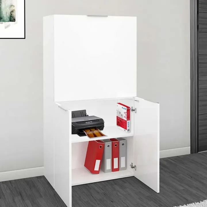 Scrivania 70x35cm a scomparsa salvaspazio bianco lucido Pinko