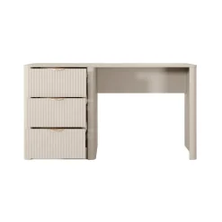 Scrivania 140x55cm 3 cassetti beige cannettato Ramis