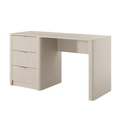 Scrivania 140x55cm 3 cassetti beige cannettato Ramis