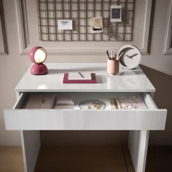 Scrivania 78x50cm 1 cassetto bianco lucido Jobby