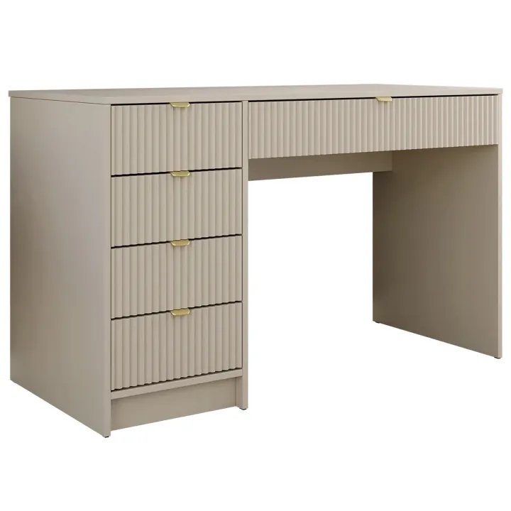 Scrivania 120x55cm con 5 cassetti cannettata beige Athena