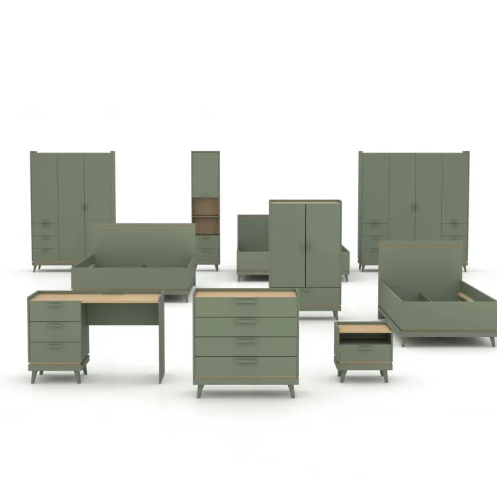 Scrivania 120x50cm con 3 cassetti verde salvia Yu