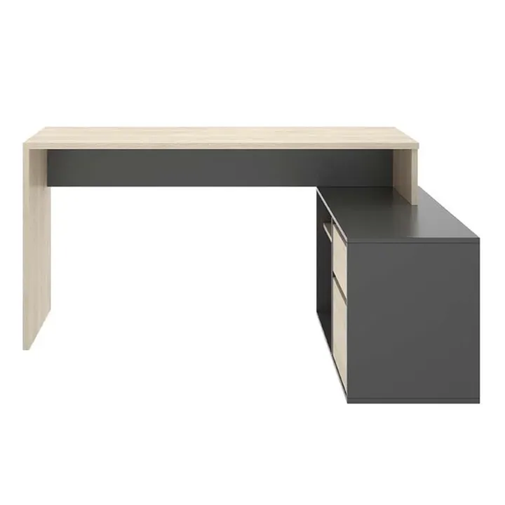 Scrivania 139x92cm ufficio angolare moderna rovere grafite Teddy