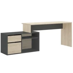Scrivania 139x92cm ufficio angolare moderna rovere grafite Teddy