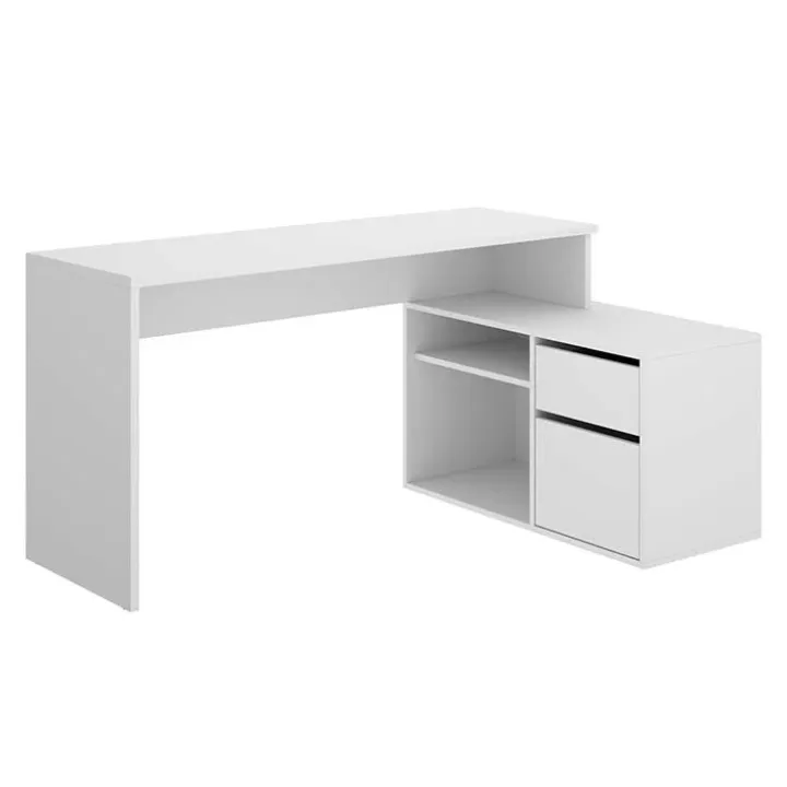 Scrivania 139x92cm ufficio angolare moderna bianco opaco Teddy