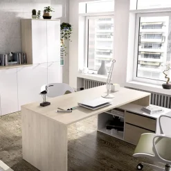 Scrivania 139x92cm ufficio angolare bianco rovere Teddy