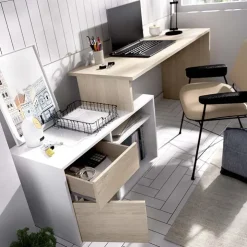 Scrivania 139x92cm ufficio angolare bianco rovere Teddy