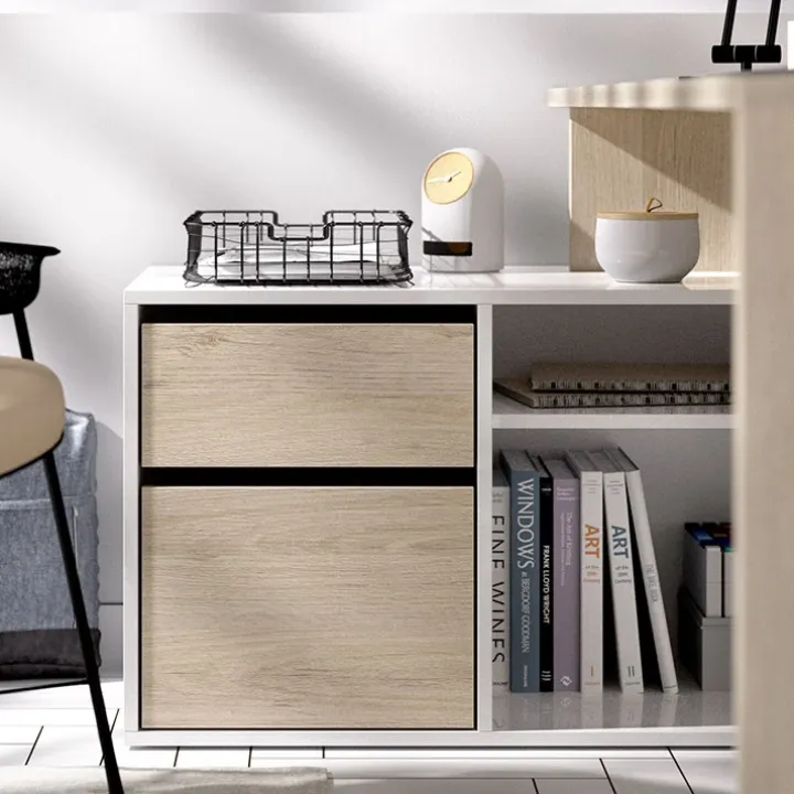 Scrivania 139x92cm ufficio angolare bianco rovere Teddy