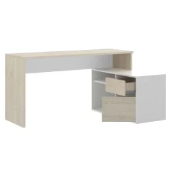 Scrivania 139x92cm ufficio angolare bianco rovere Teddy