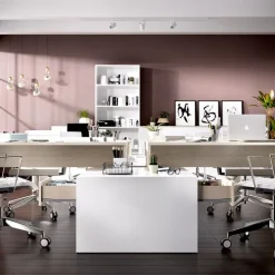 Scrivania 139x92cm ufficio angolare bianco rovere Teddy