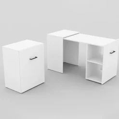 Scrivania 132x60cm ufficio moderna salvaspazio richiudibile bianco Rocky