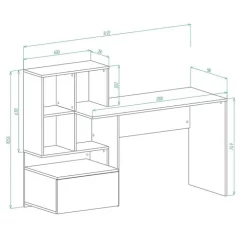 Scrivania 149x50cm ufficio moderna bianco rovere Jade Gihome®