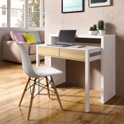 Scrivania 99x66cm ufficio moderna bianco opaco rovere Adam Gihome®