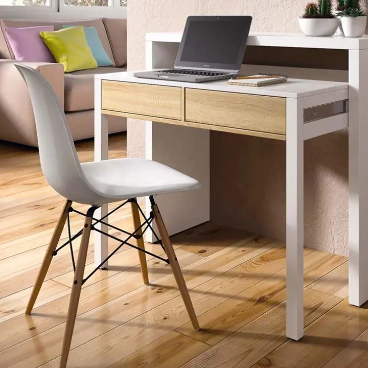 Scrivania 99x66cm ufficio moderna bianco opaco rovere Adam Gihome®