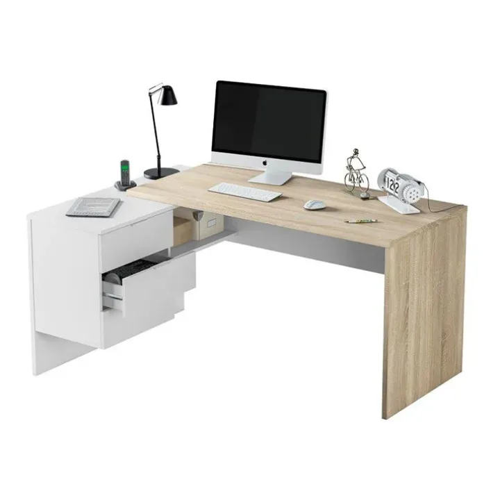 Scrivania 145x108cm ufficio reversibile bianco opaco rovere Work