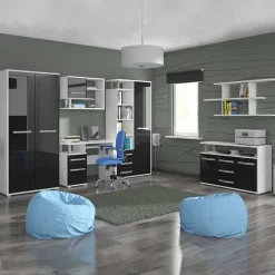 Scrivania 100x53cm ufficio salvaspazio bianco opaco e nero lucido Rosy