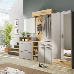 Set mobili ingresso 240x201h cm rovere naturale beige satinato Kenya