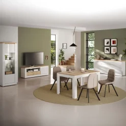Tavolo allungabile 137/185cm bianco lucido rovere chiaro Istria