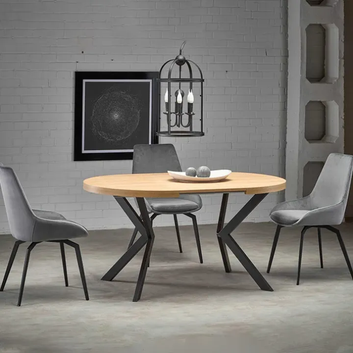 Tavolo allungabile 100/250cm da pranzo rovere dorato nero Agri