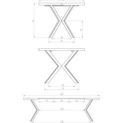 Tavolo allungabile 100/250cm da pranzo rovere dorato nero Agri