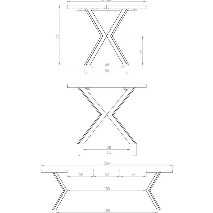 Tavolo allungabile 100/250cm da pranzo rovere dorato nero Agri