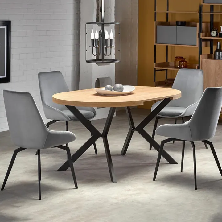 Tavolo allungabile 100/250cm da pranzo rovere dorato nero Agri