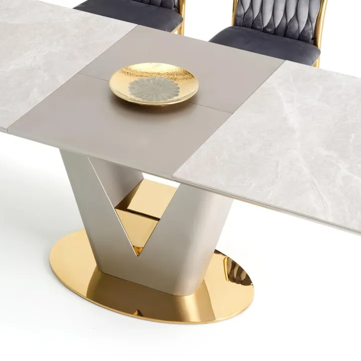 Tavolo allungabile 160/220cm da pranzo effetto marmo grigio Adige