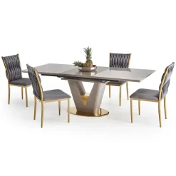 Tavolo allungabile 160/220cm da pranzo effetto marmo grigio Adige