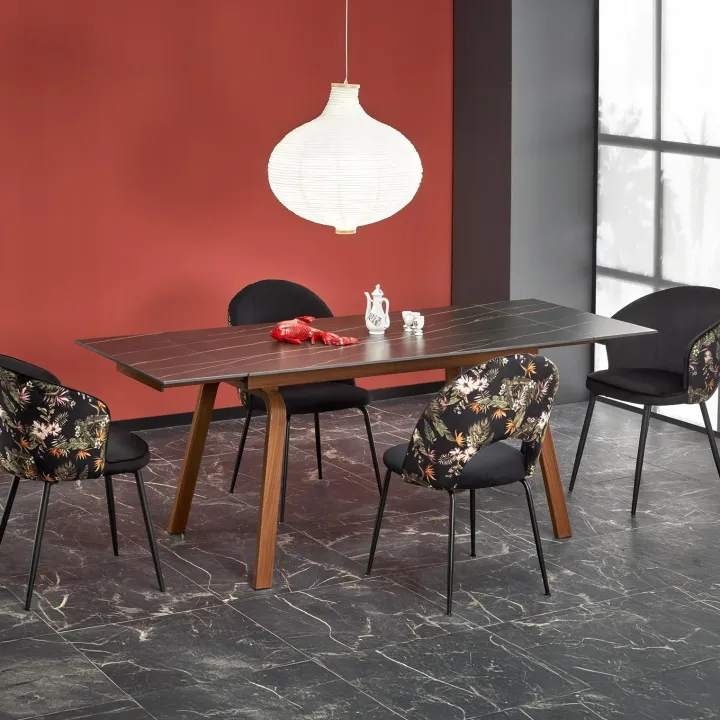 Tavolo allungabile 140/200cm effetto marmo nero rovere scuro Rinaldo