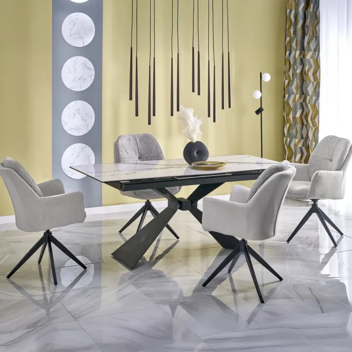Tavolo allungabile 180/230cm effetto marmo bianco nero Silvano