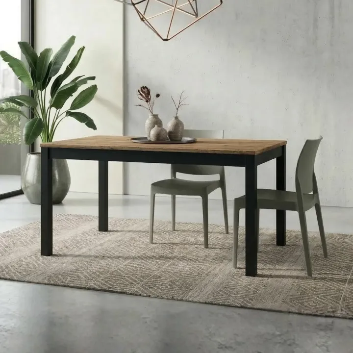Tavolo allungabile 160/220 cm industrial rovere rustico metallo ossido Alanda