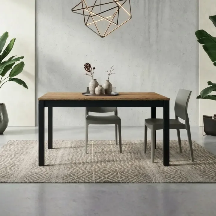 Tavolo allungabile 160/220 cm industrial rovere rustico metallo ossido Alanda